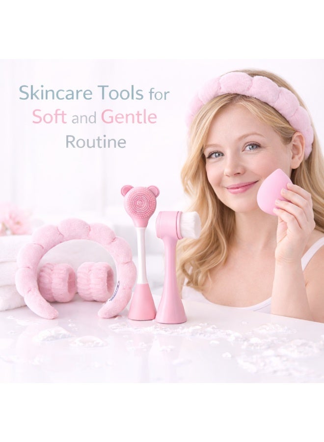 MOSH Silicone Skincare Set (5 Pieces) – Deep Cleansing Hypoallergenic Face Brush Kit with Soft Velvet Headband & Gentle Exfoliating Tools – Fragrance-Free - Image 5